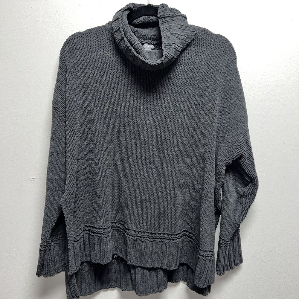 Aerie Chenille Women S Oversized Cowl Neck Chunky Knit Gray Sweater Cozy